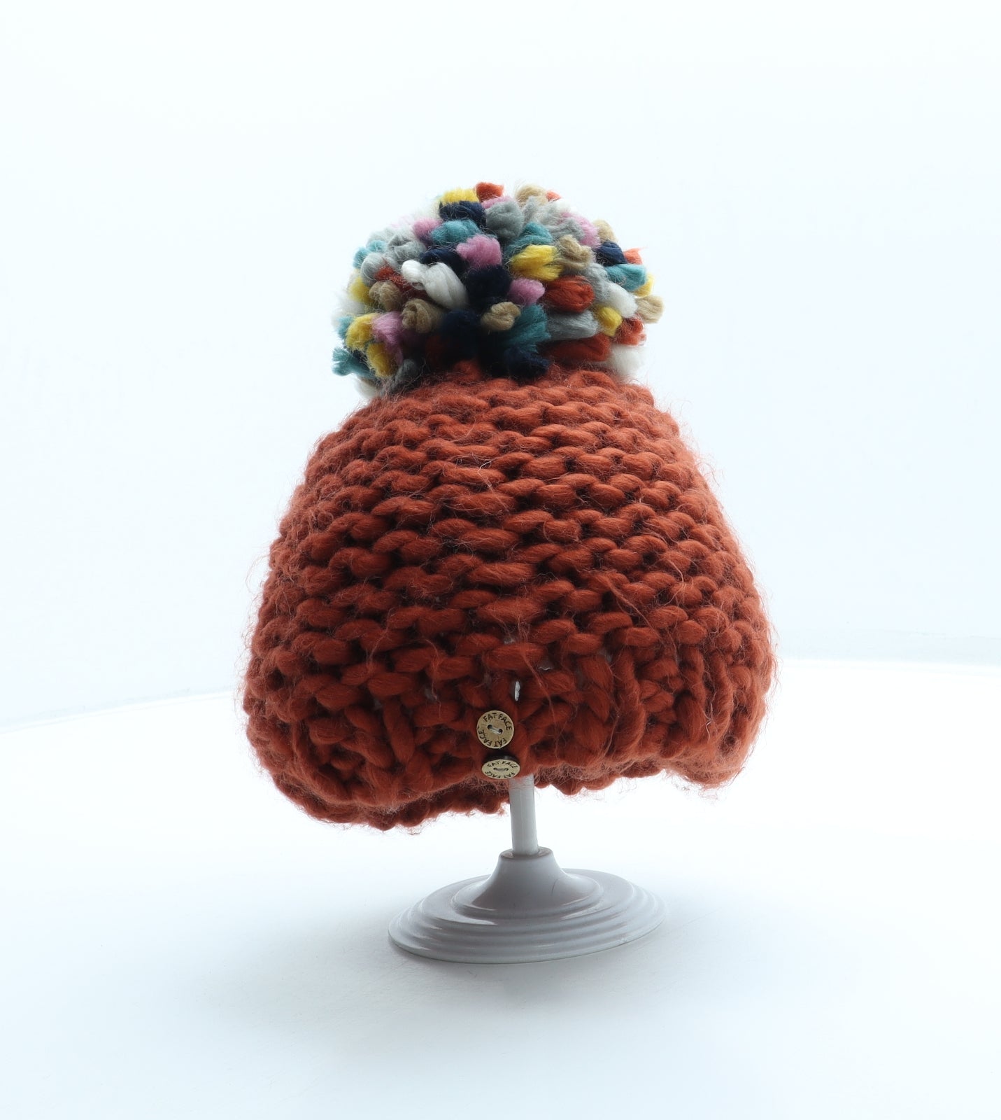 Fat Face Womens Orange Acrylic Bobble Hat One Size