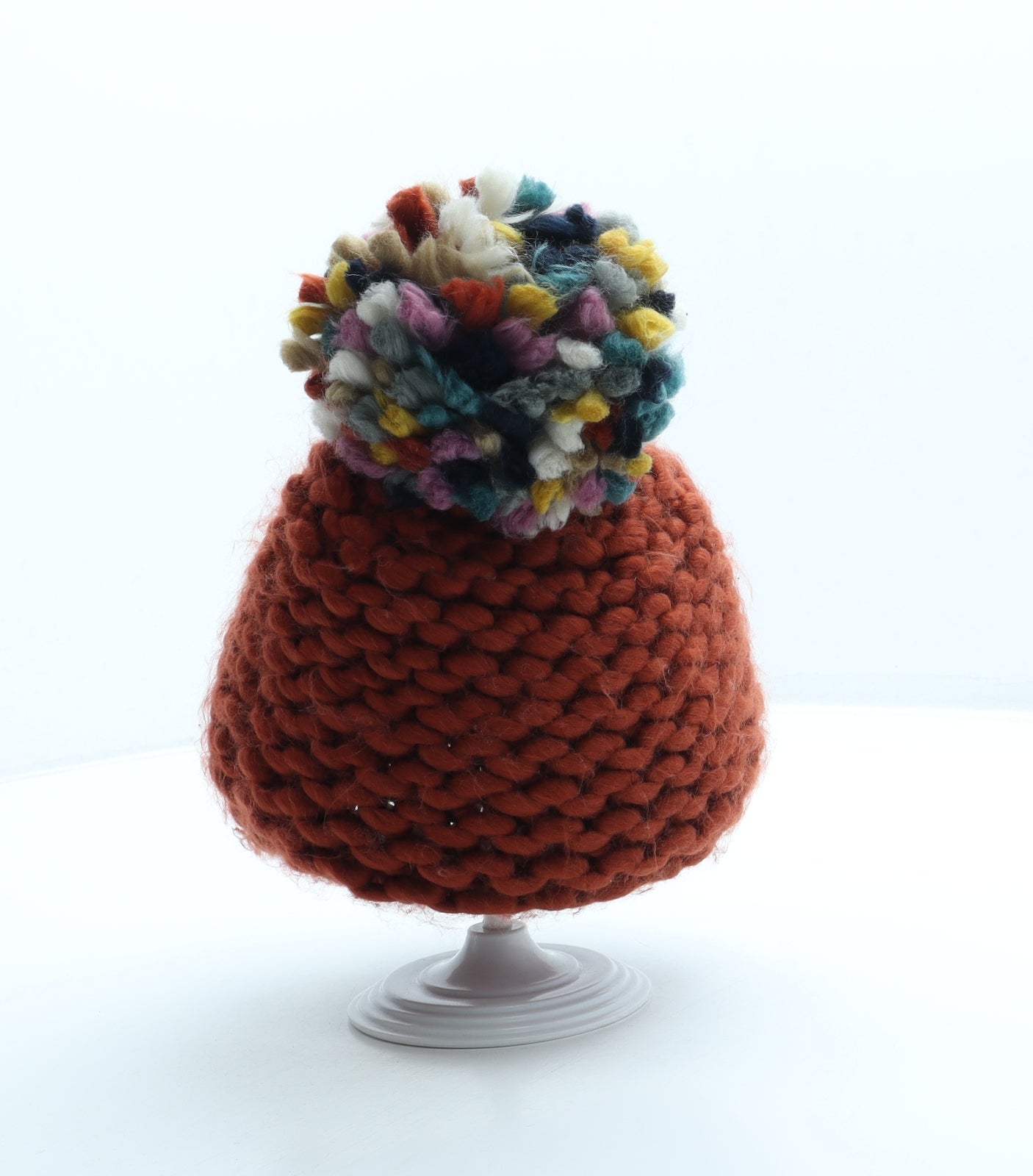 Fat Face Womens Orange Acrylic Bobble Hat One Size