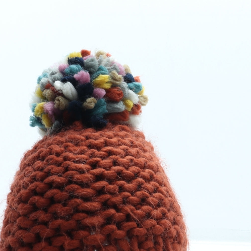 Fat Face Womens Orange Acrylic Bobble Hat One Size