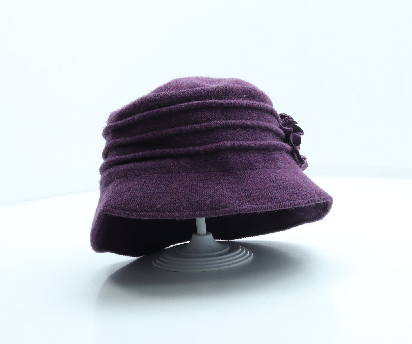 Jane Anne Designs Womens Purple 100% Wool Cloche One Size - Flower detail