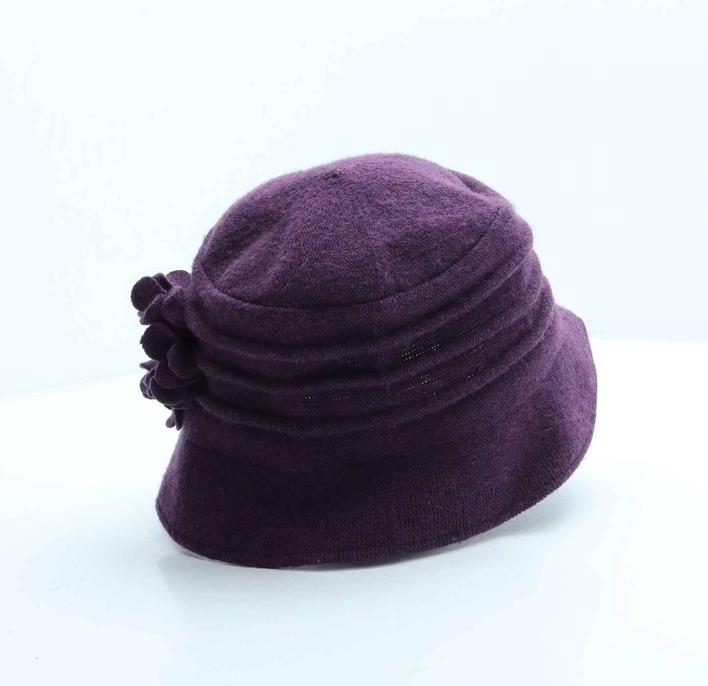 Jane Anne Designs Womens Purple 100% Wool Cloche One Size - Flower detail