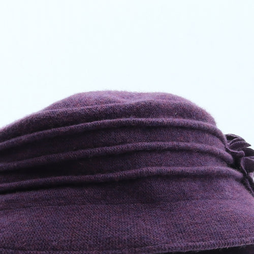 Jane Anne Designs Womens Purple 100% Wool Cloche One Size - Flower detail