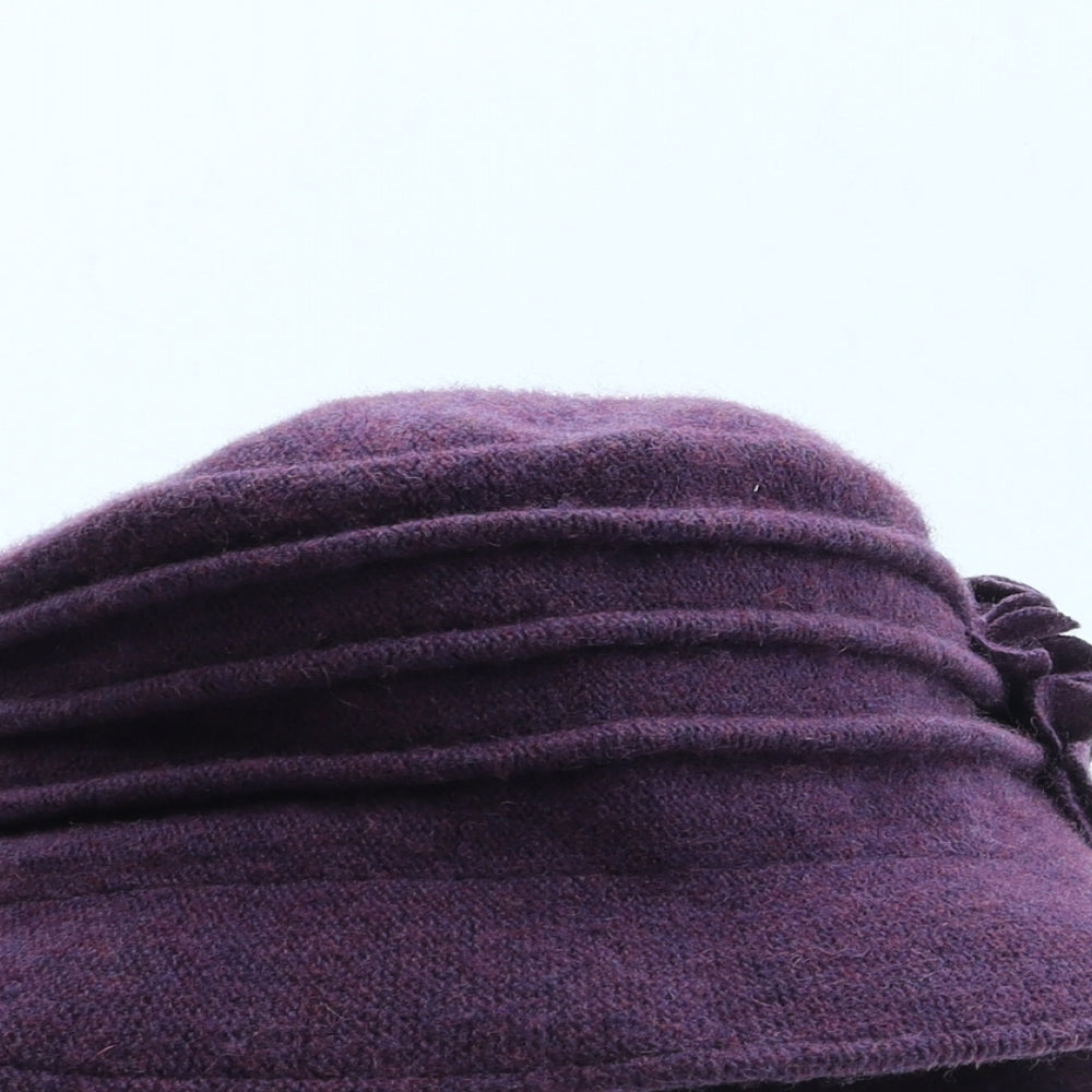Jane Anne Designs Womens Purple 100% Wool Cloche One Size - Flower detail
