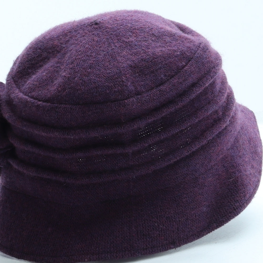 Jane Anne Designs Womens Purple 100% Wool Cloche One Size - Flower detail