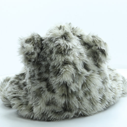 F&F Girls Grey Animal Print Acrylic Bonnet One Size - Leopard print