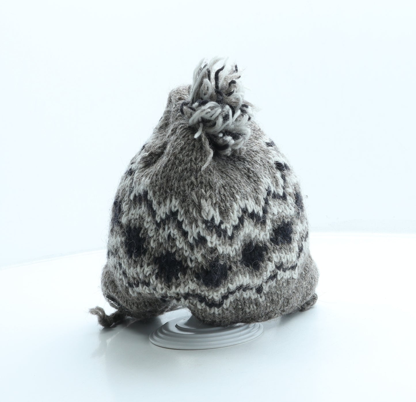 TOG24 Womens Grey Fair Isle 100% Wool Bonnet One Size