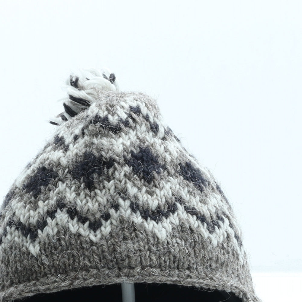 TOG24 Womens Grey Fair Isle 100% Wool Bonnet One Size