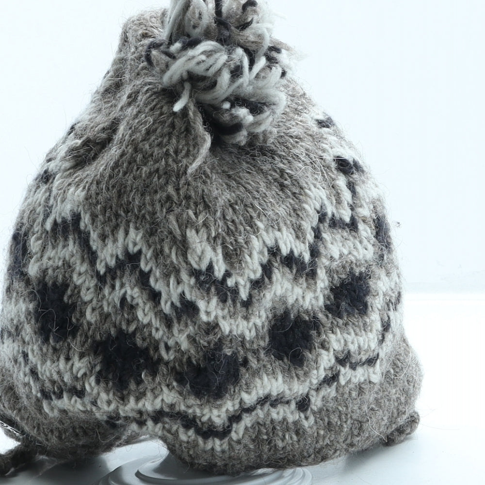 TOG24 Womens Grey Fair Isle 100% Wool Bonnet One Size