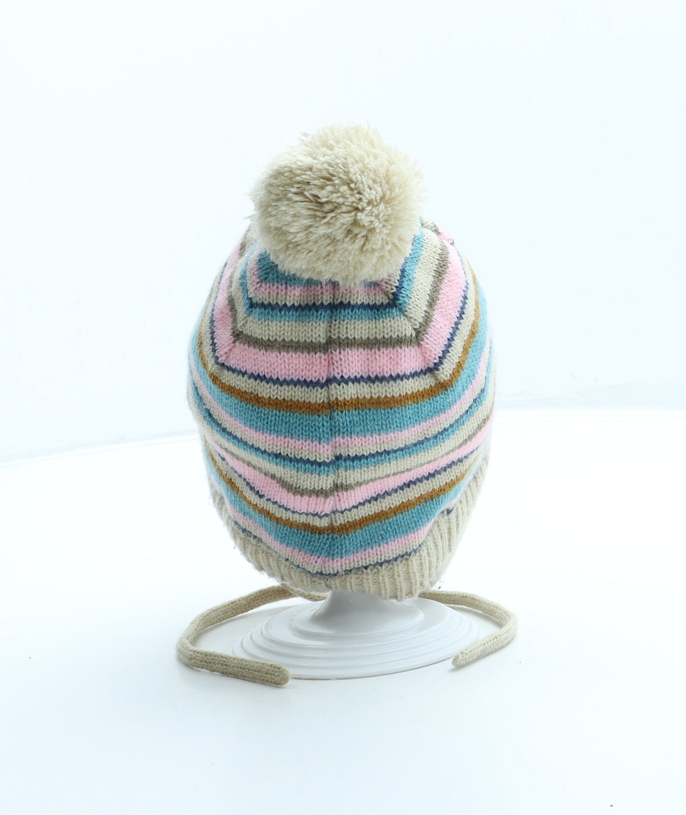 Preworn Girls Multicoloured Striped Nylon Bonnet One Size
