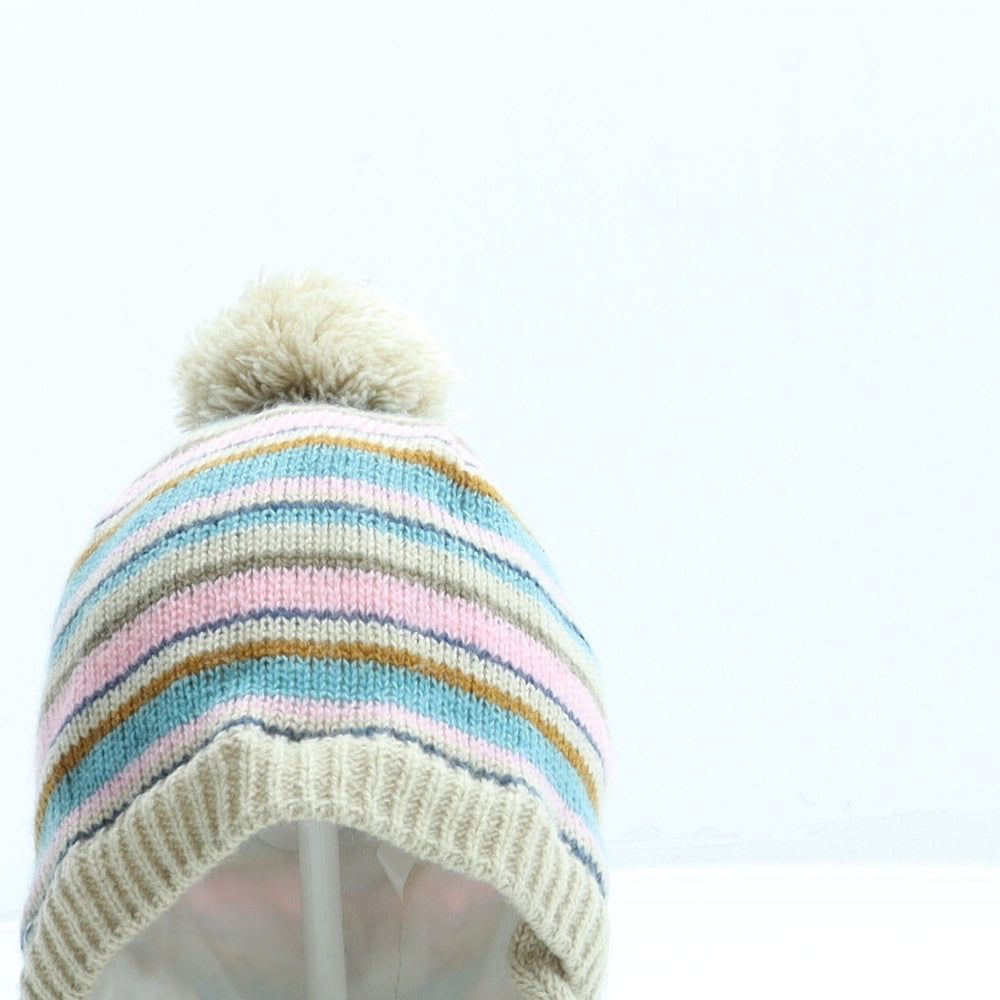 Preworn Girls Multicoloured Striped Nylon Bonnet One Size
