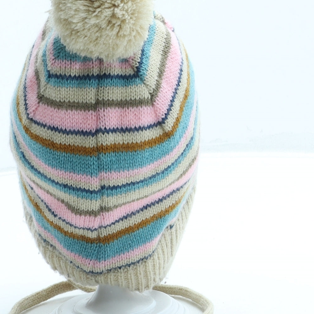 Preworn Girls Multicoloured Striped Nylon Bonnet One Size