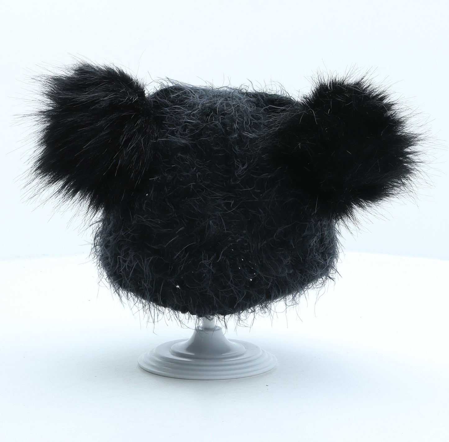 Primark Girls Black Acrylic Bobble Hat One Size