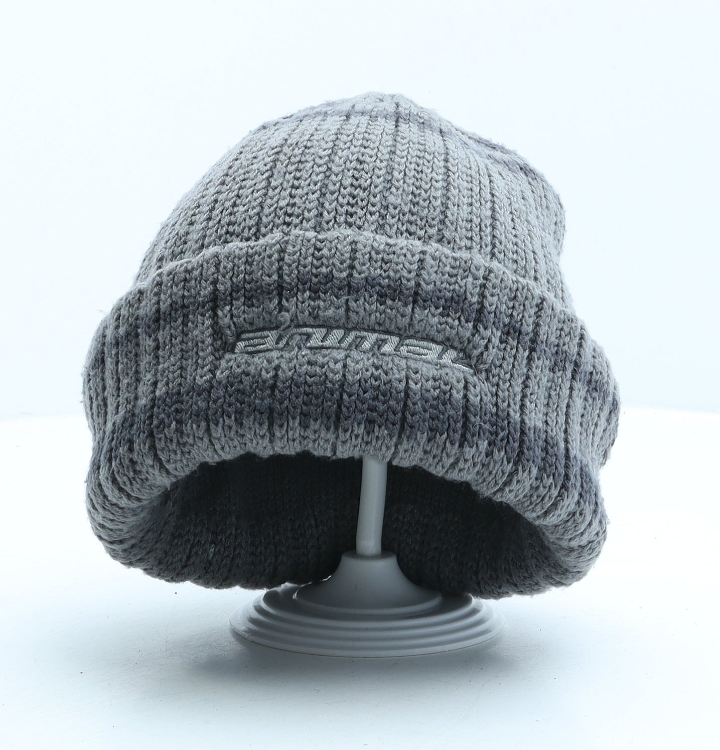 Animal Mens Grey Striped Acrylic Beanie One Size