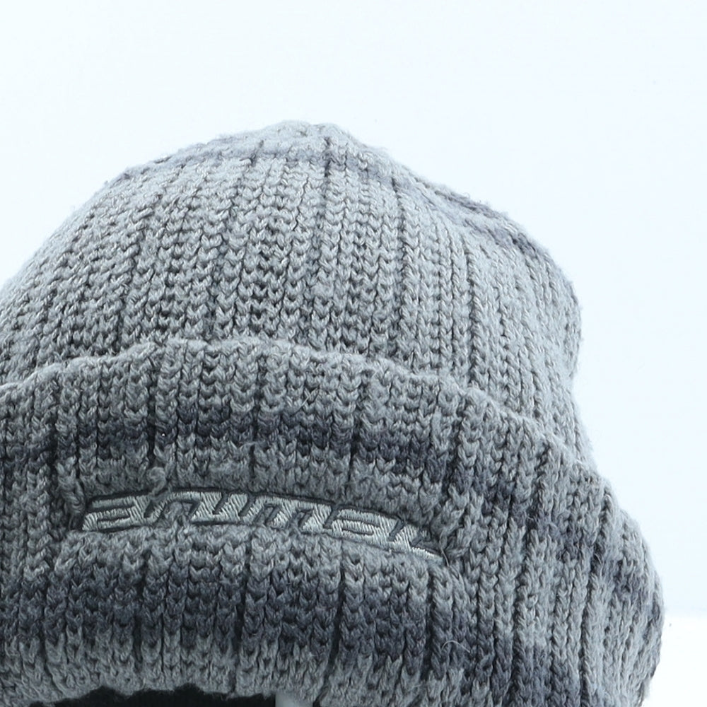 Animal Mens Grey Striped Acrylic Beanie One Size
