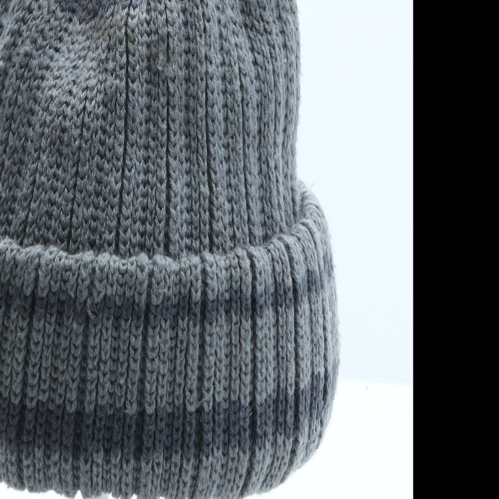 Animal Mens Grey Striped Acrylic Beanie One Size