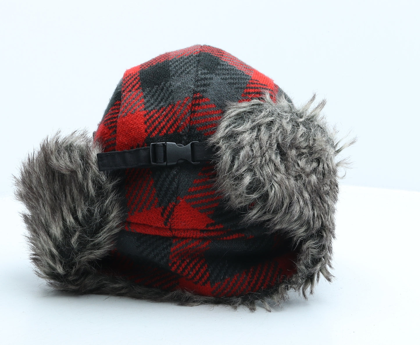 Hi Gear Mens Red Check Acrylic Trapper Hat One Size