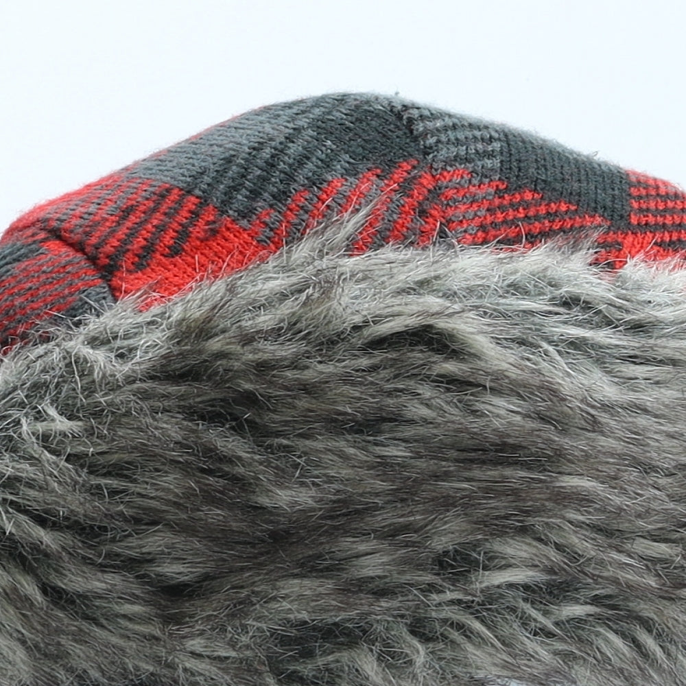 Hi Gear Mens Red Check Acrylic Trapper Hat One Size