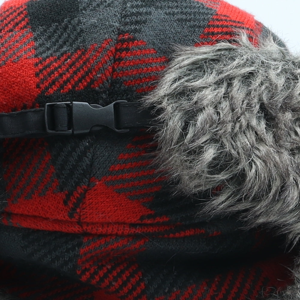 Hi Gear Mens Red Check Acrylic Trapper Hat One Size