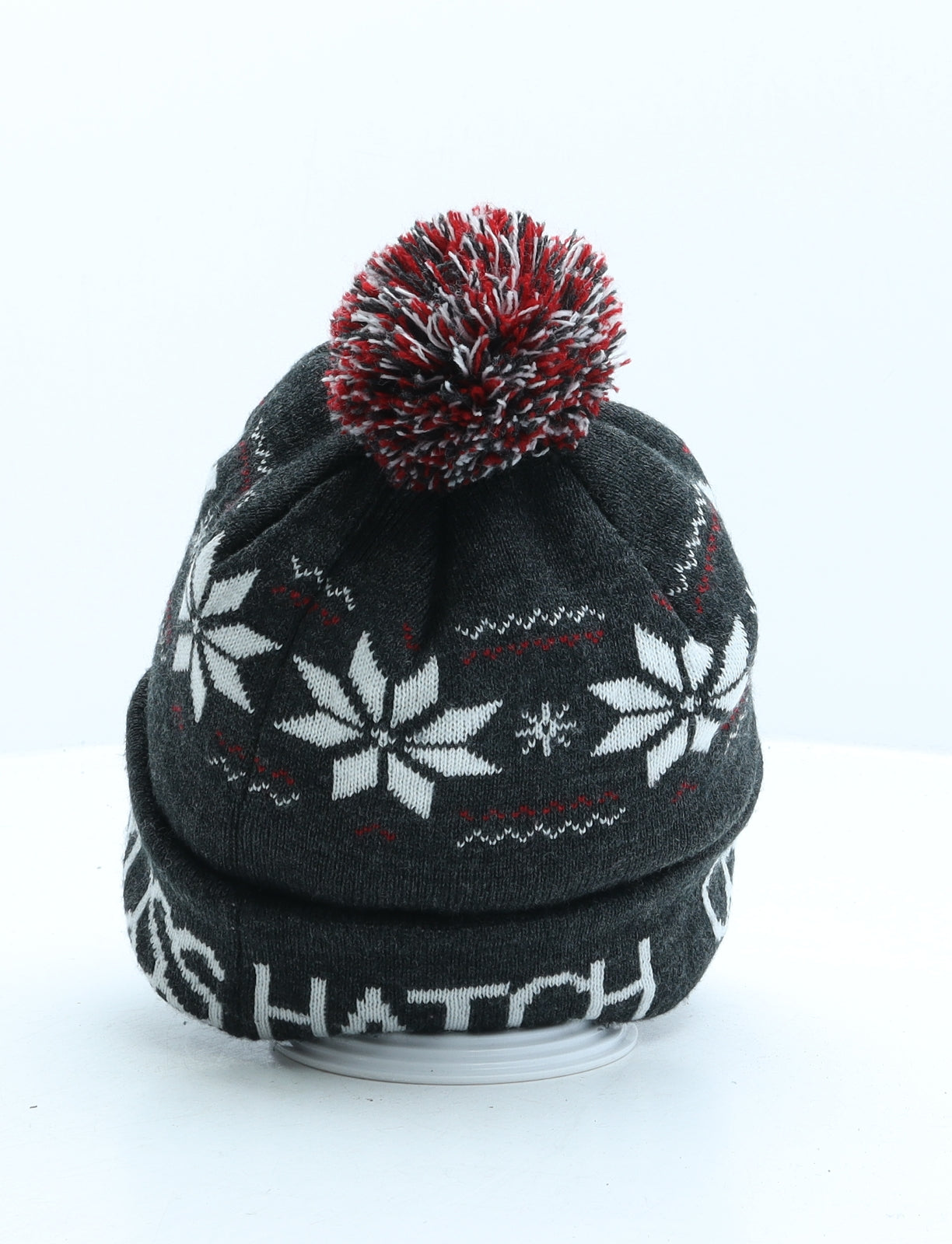 Crosshatch Mens Grey Fair Isle Acrylic Beanie One Size