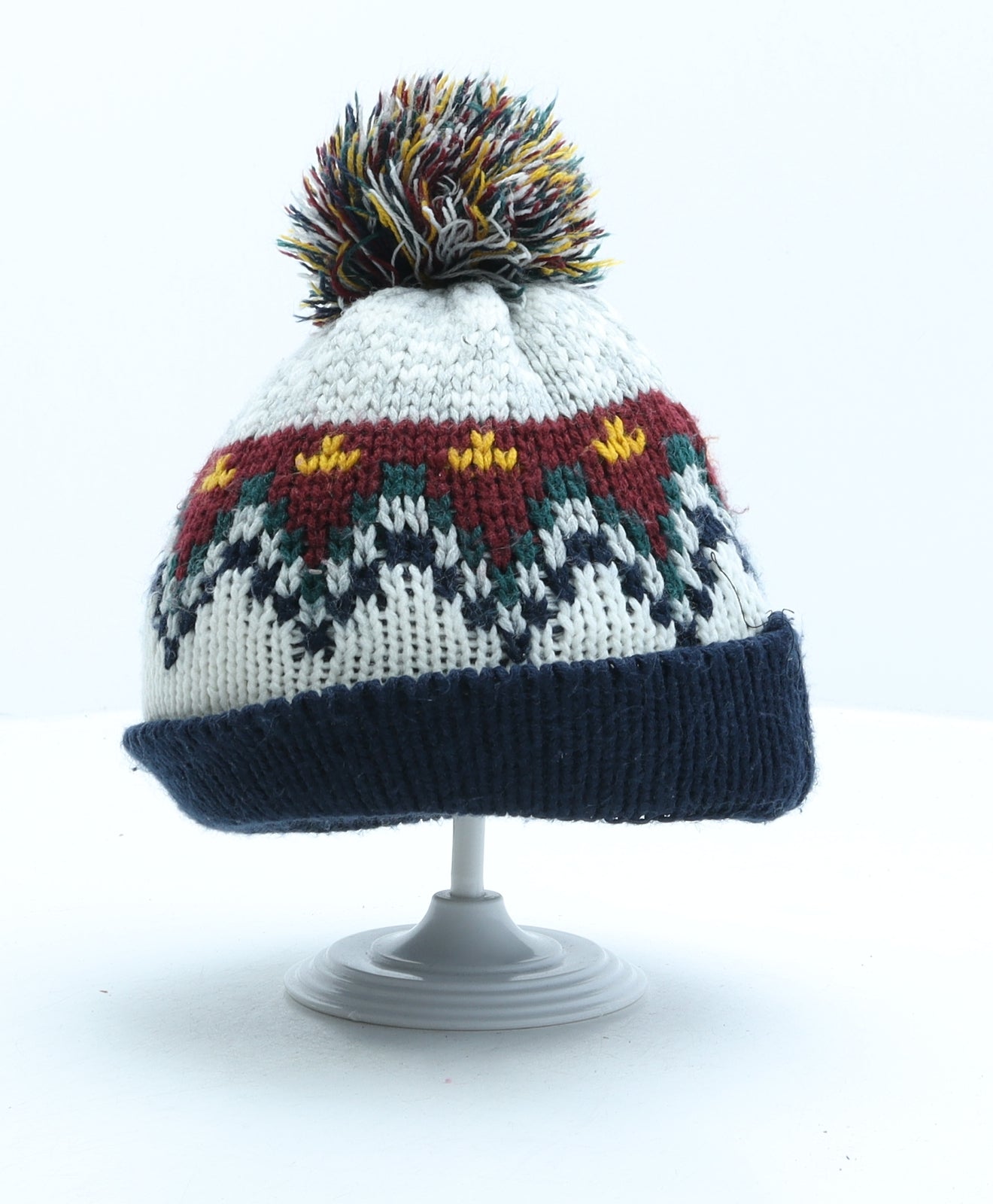 Primark Mens Multicoloured Fair Isle Acrylic Beanie Size S
