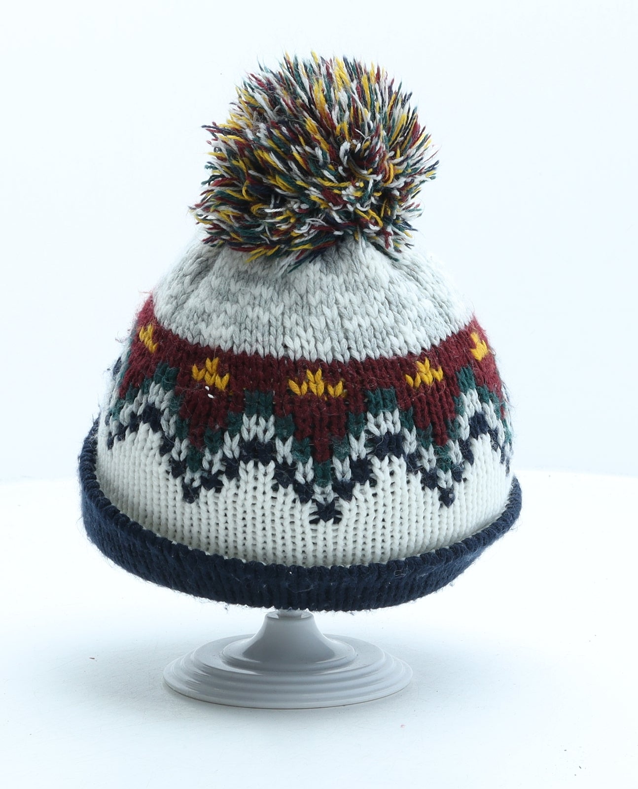 Primark Mens Multicoloured Fair Isle Acrylic Beanie Size S