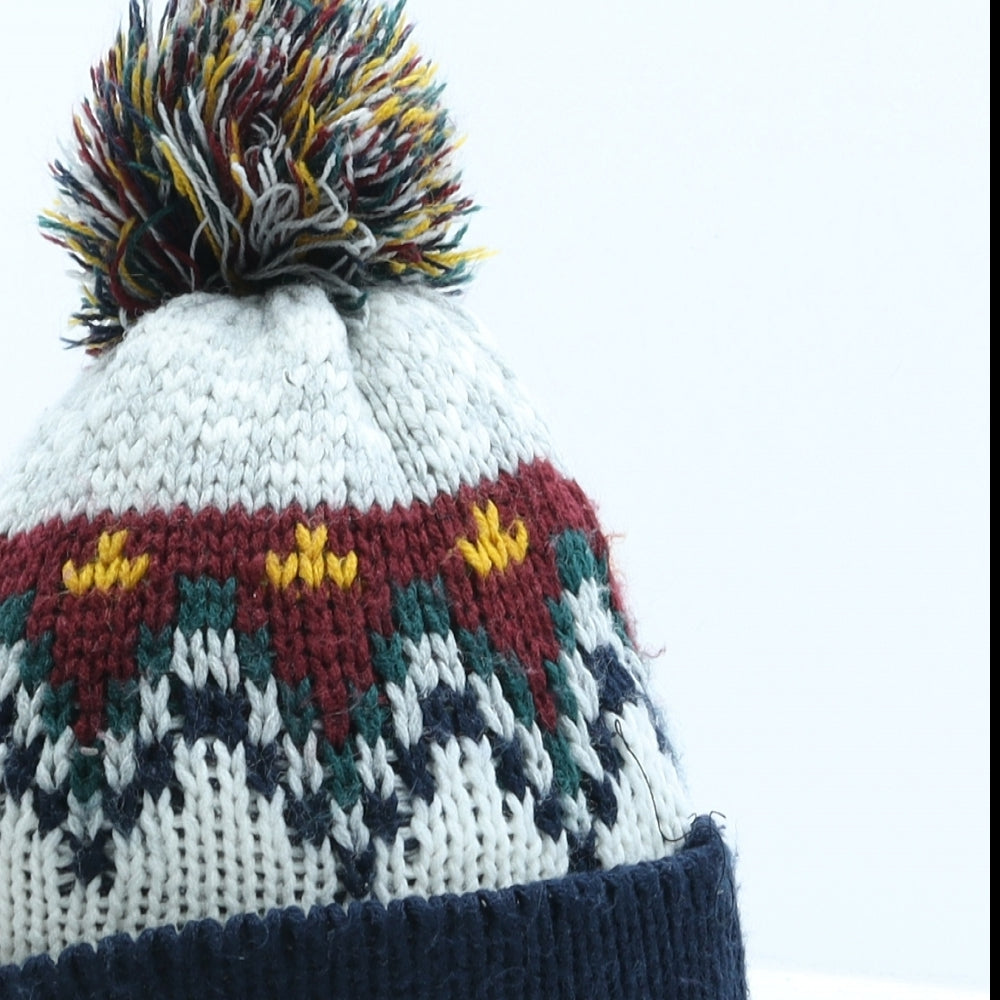 Primark Mens Multicoloured Fair Isle Acrylic Beanie Size S