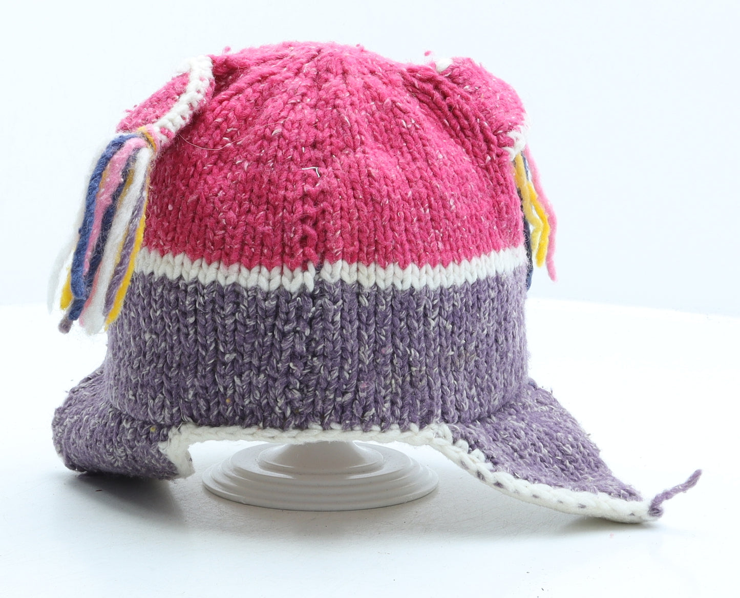 Preworn Girls Multicoloured Acrylic Bonnet One Size - Owl