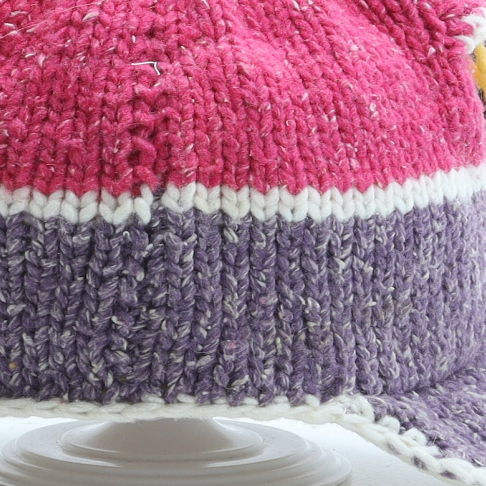 Preworn Girls Multicoloured Acrylic Bonnet One Size - Owl
