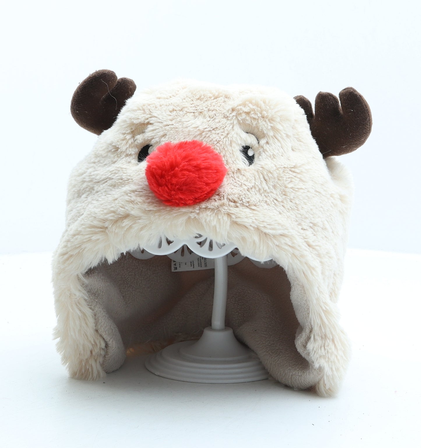 TU Girls Beige Polyester Bonnet One Size - Reindeer