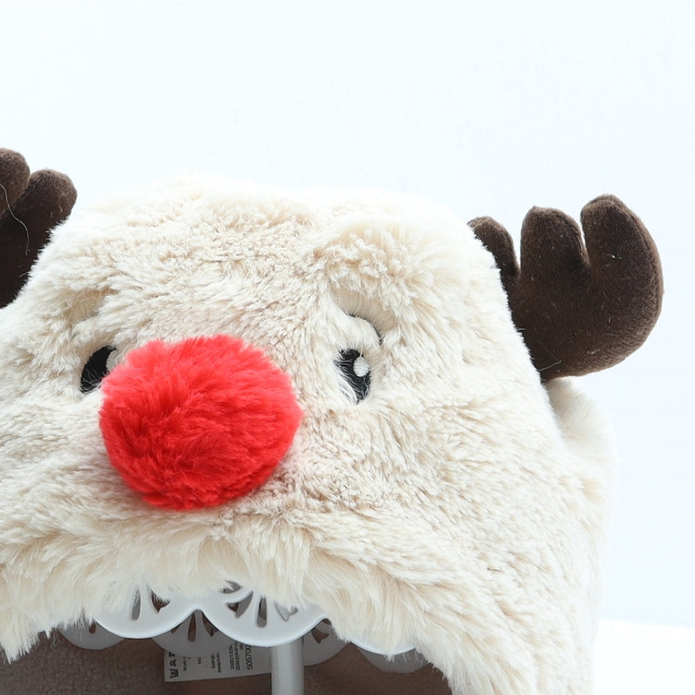 TU Girls Beige Polyester Bonnet One Size - Reindeer