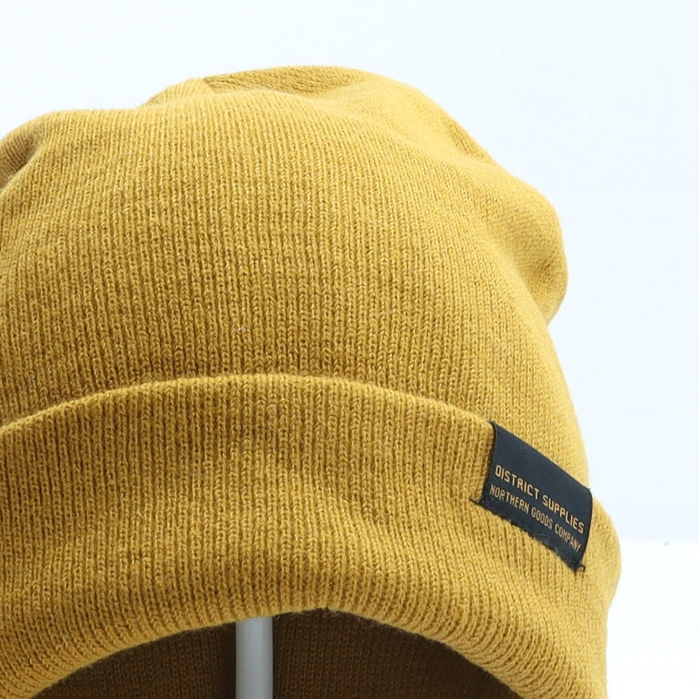 H&M Mens Yellow Acrylic Beanie One Size