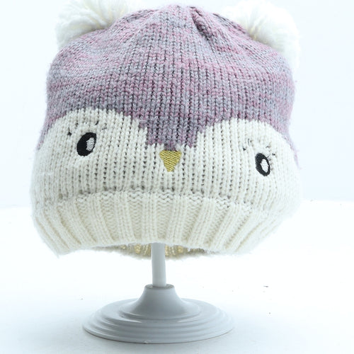 John Lewis Girls Multicoloured Geometric Acrylic Beanie One Size - Penguin