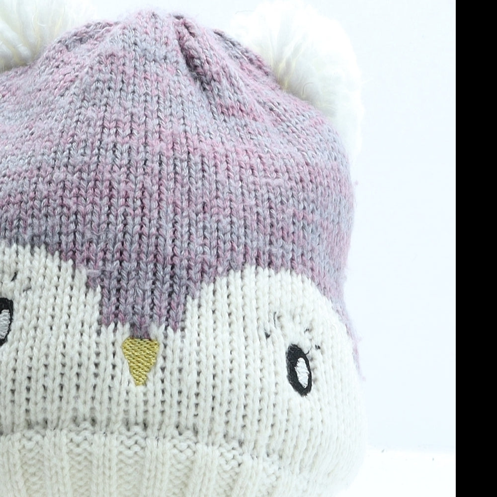 John Lewis Girls Multicoloured Geometric Acrylic Beanie One Size - Penguin