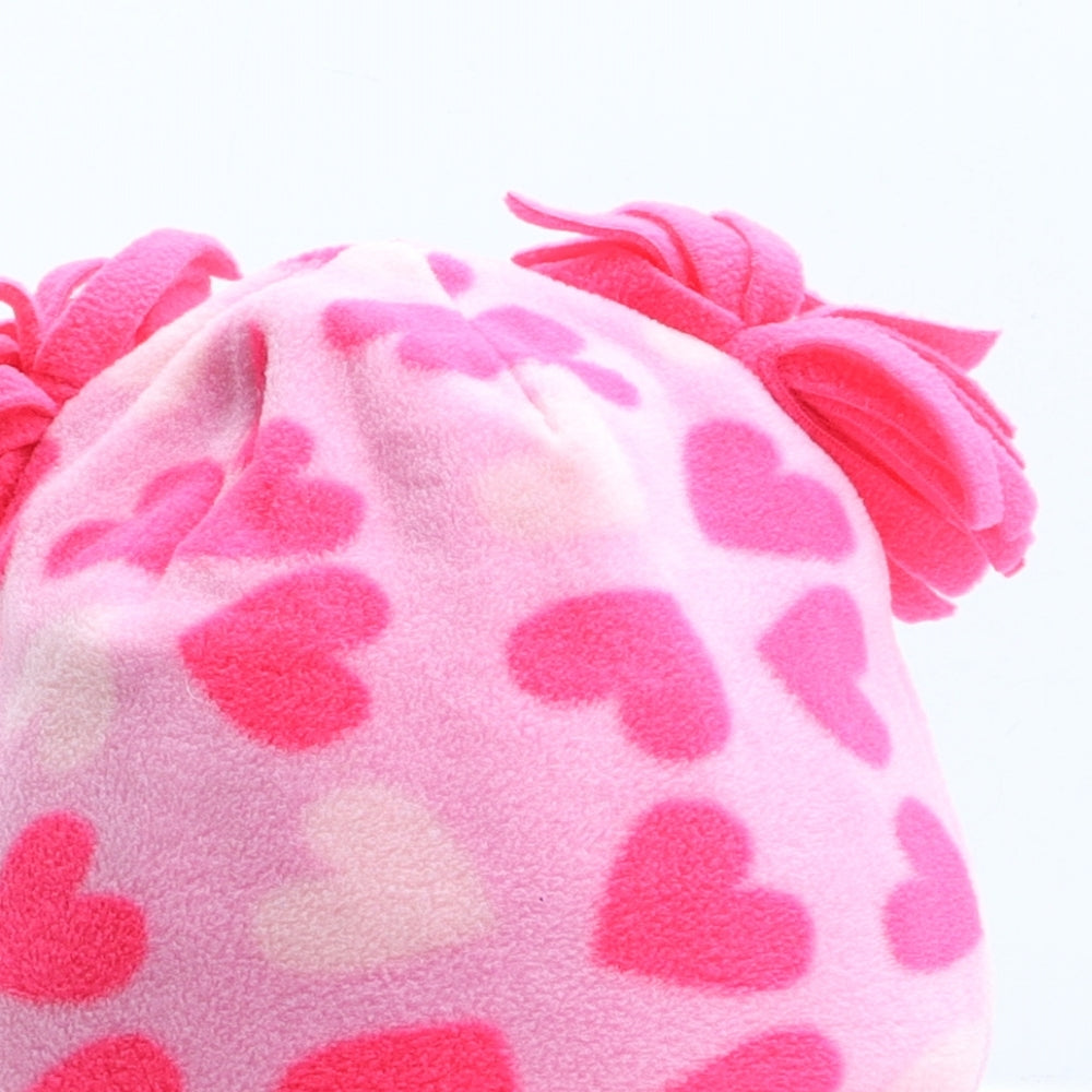 TU Girls Pink Geometric Polyester Bobble Hat One Size - Love Heart