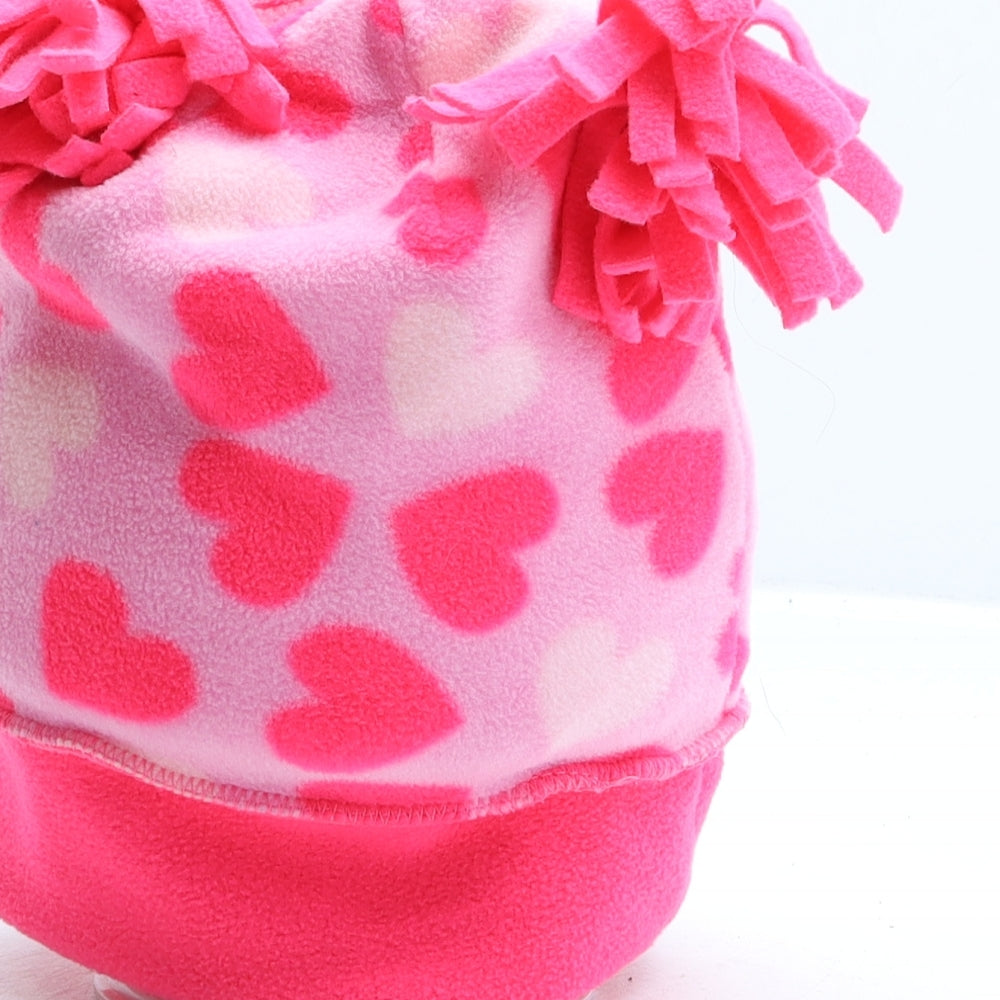 TU Girls Pink Geometric Polyester Bobble Hat One Size - Love Heart