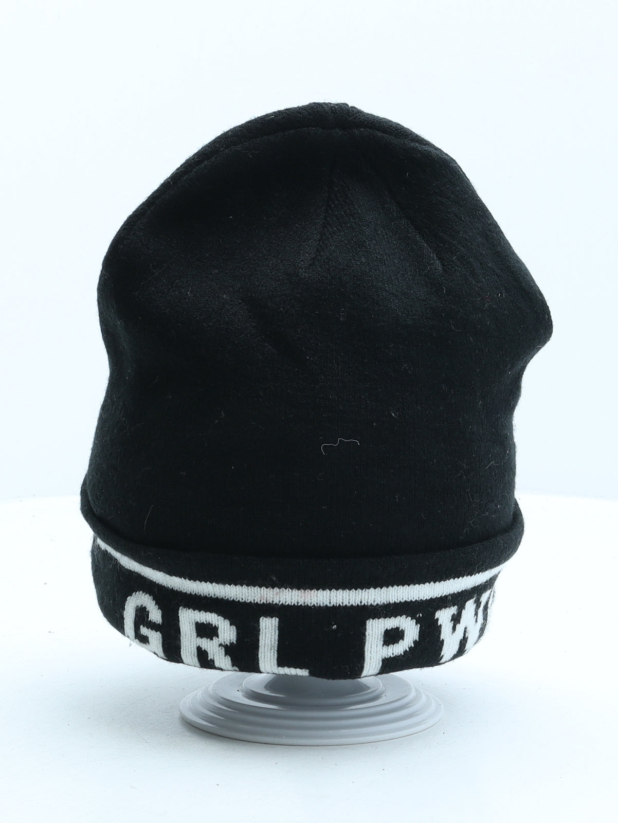 Primark Girls Black Acrylic Beanie One Size - Girl Power
