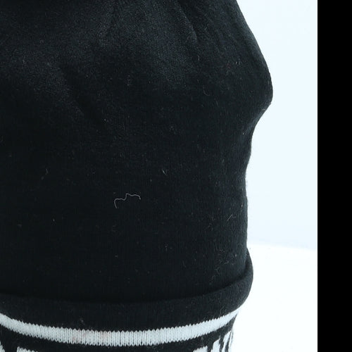 Primark Girls Black Acrylic Beanie One Size - Girl Power
