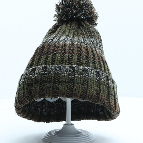 Matalan Mens Green Fair Isle Acrylic Beanie One Size