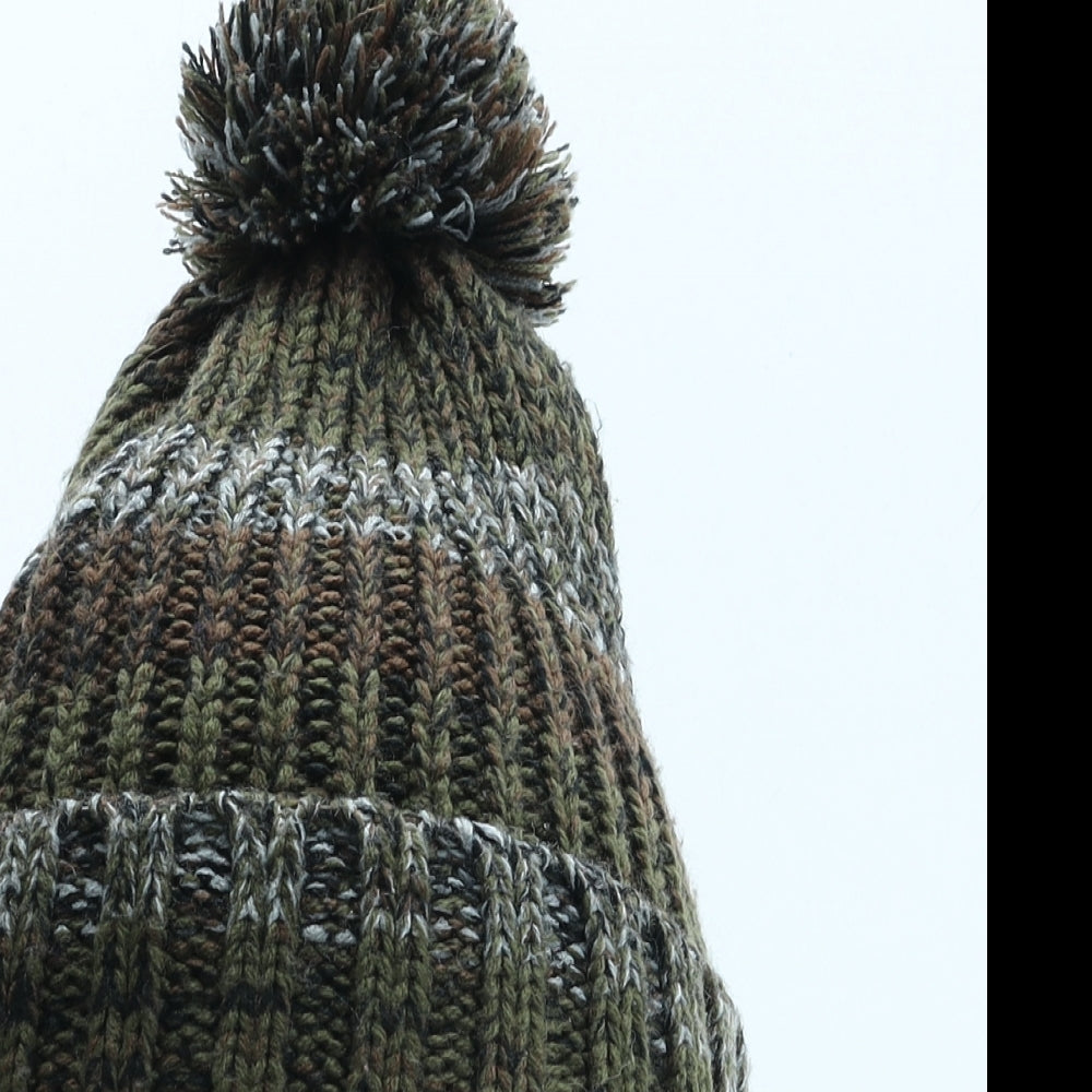 Matalan Mens Green Fair Isle Acrylic Beanie One Size