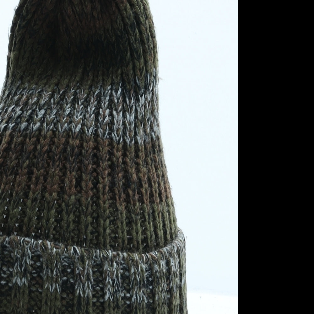 Matalan Mens Green Fair Isle Acrylic Beanie One Size