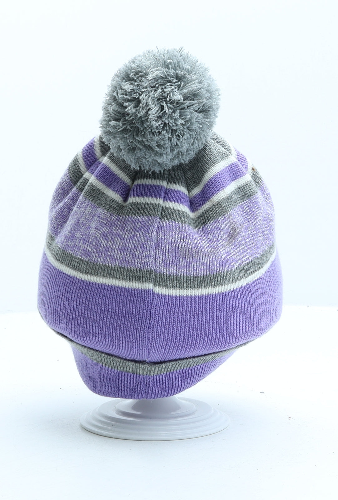 Preworn Girls Purple Spotted Acrylic Bobble Hat One Size