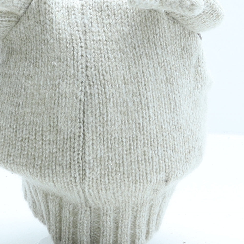 Preworn Girls Beige Acrylic Beanie One Size - Reindeer