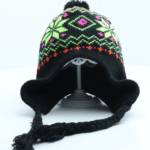 Preworn Girls Multicoloured Fair Isle Acrylic Bobble Hat One Size