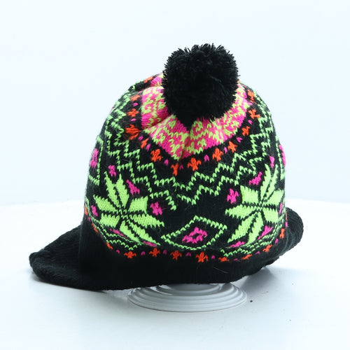 Preworn Girls Multicoloured Fair Isle Acrylic Bobble Hat One Size