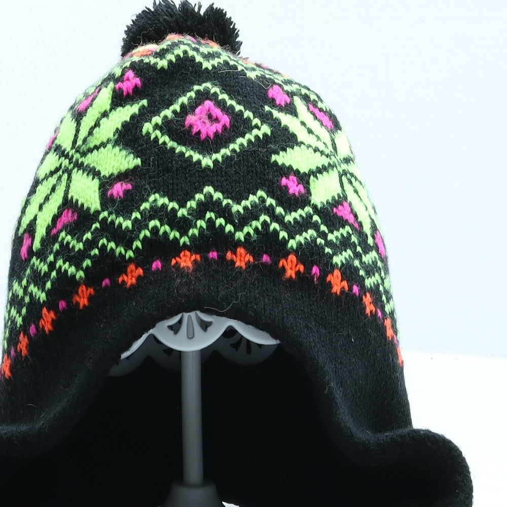 Preworn Girls Multicoloured Fair Isle Acrylic Bobble Hat One Size