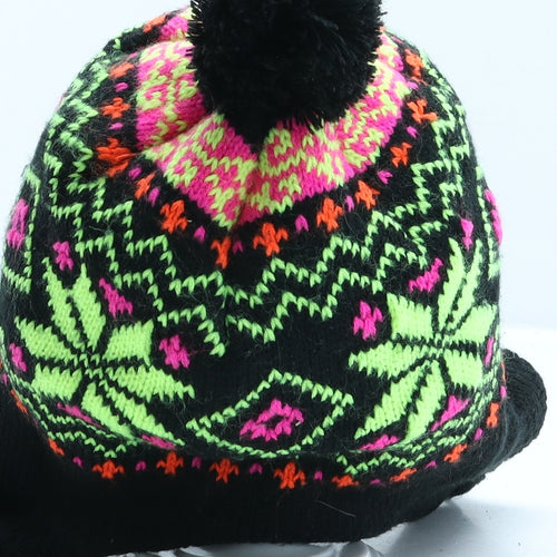 Preworn Girls Multicoloured Fair Isle Acrylic Bobble Hat One Size