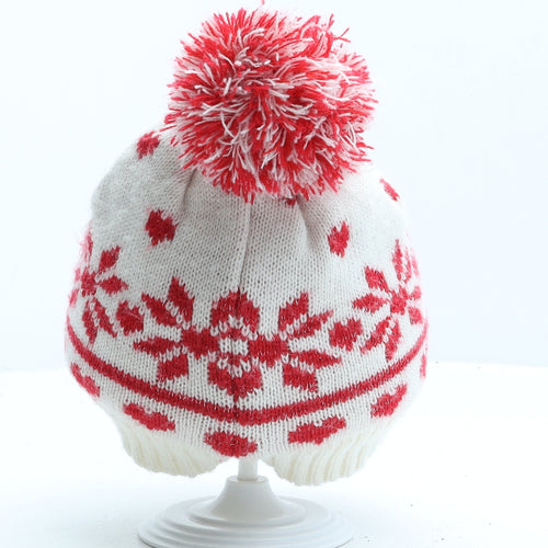 TU Girls Beige Fair Isle Acrylic Bobble Hat One Size