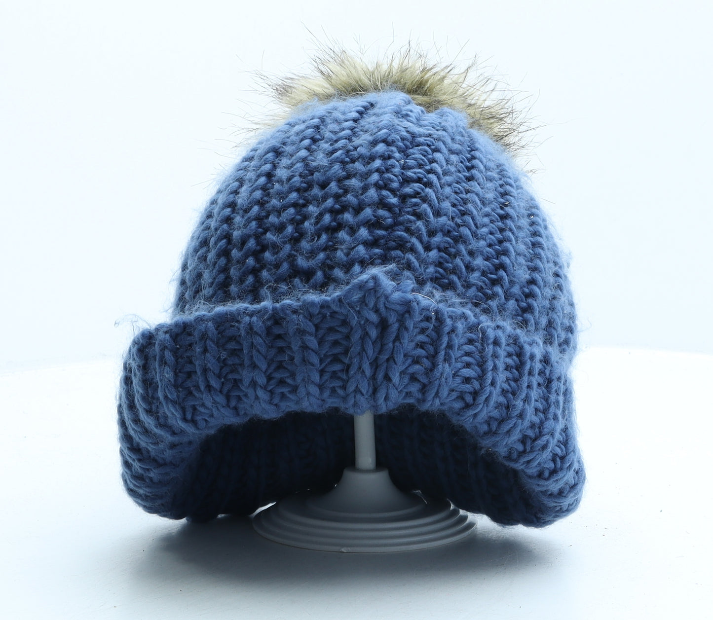 Joules Womens Blue Acrylic Bobble Hat One Size