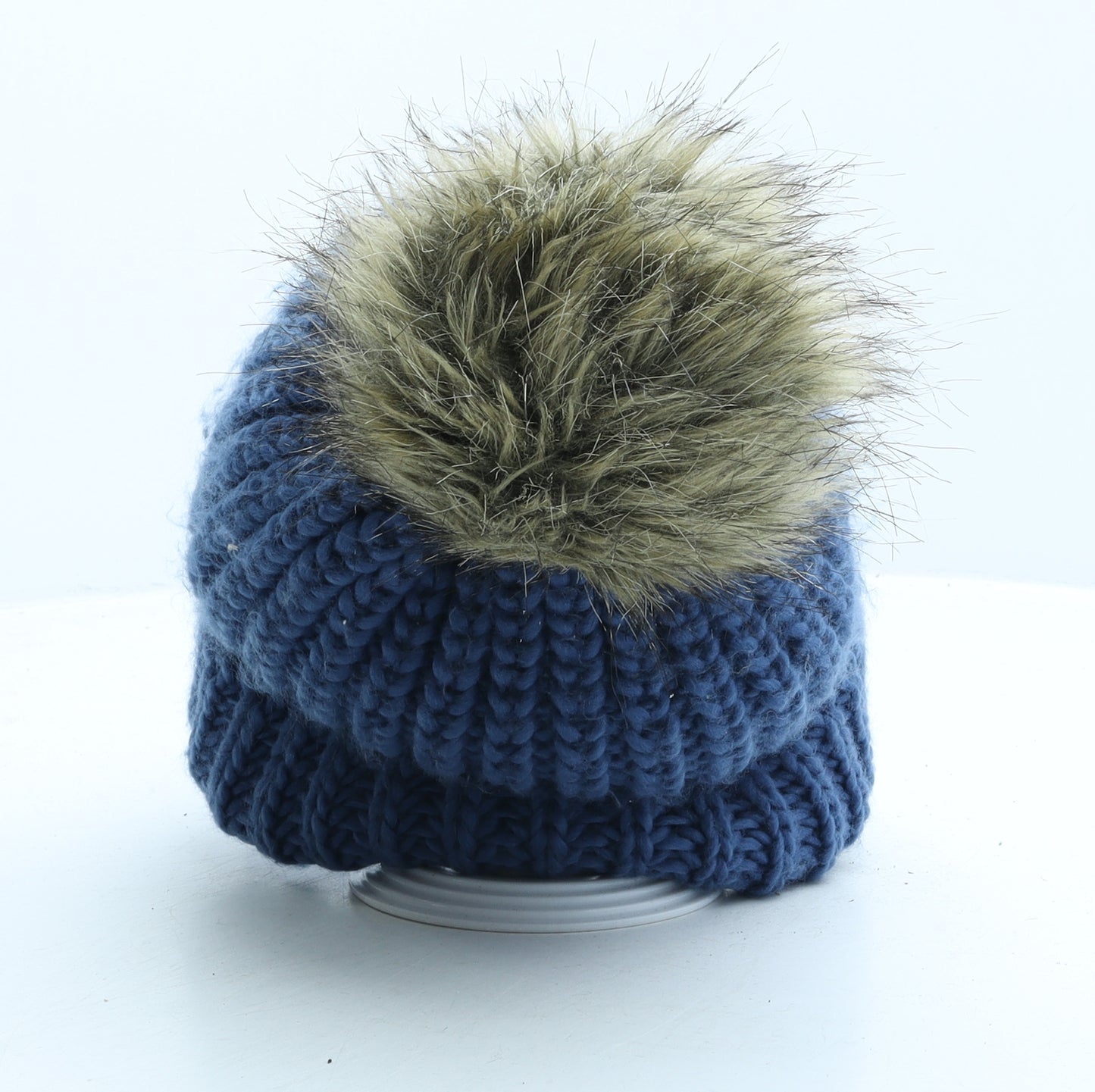 Joules Womens Blue Acrylic Bobble Hat One Size