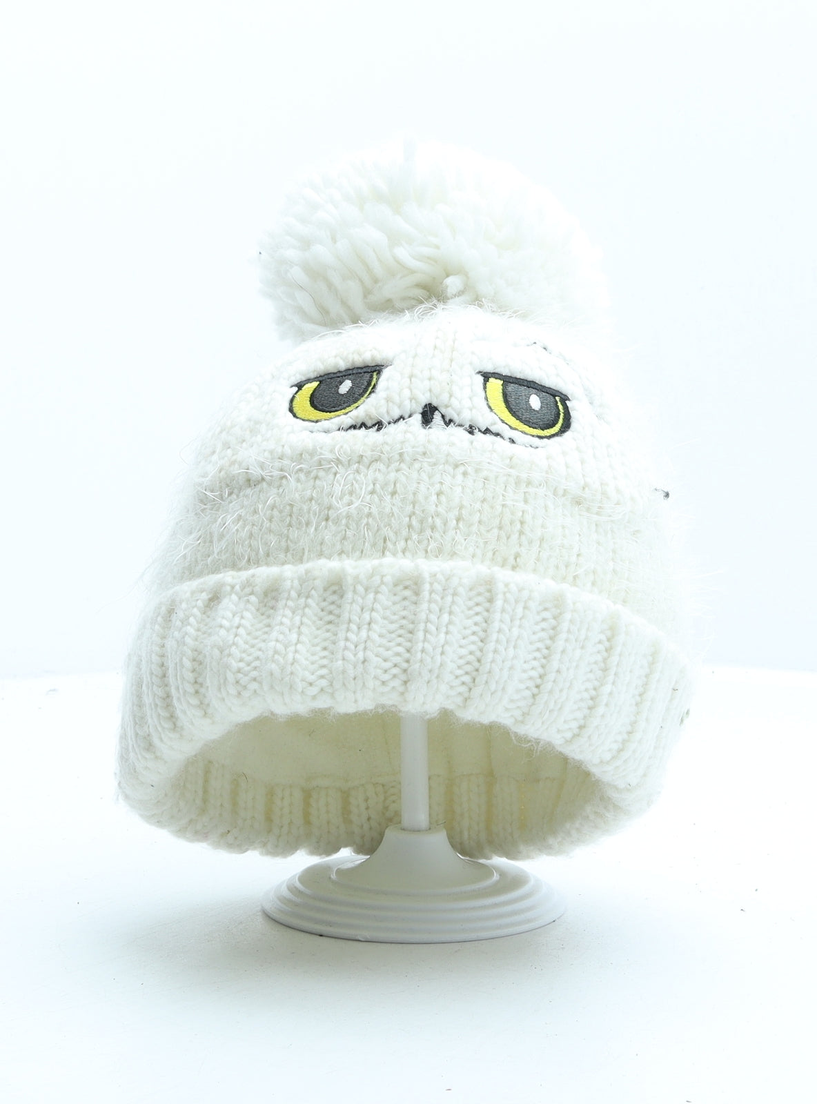 Harry Potter Girls White Acrylic Bobble Hat One Size - Harry Potter